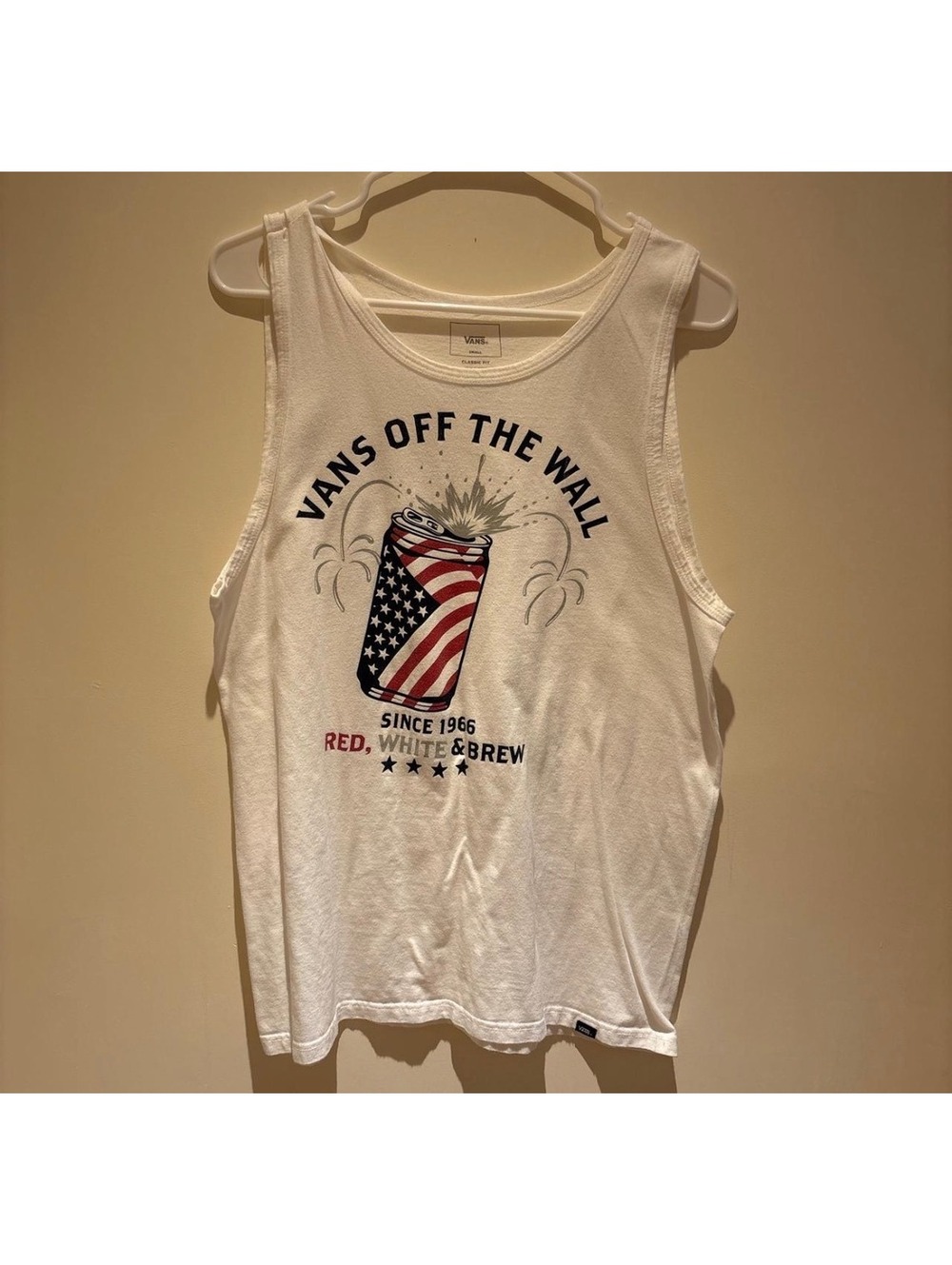 Vans Off The Wall Red White & Brew Classic Fit Tank Top - Small